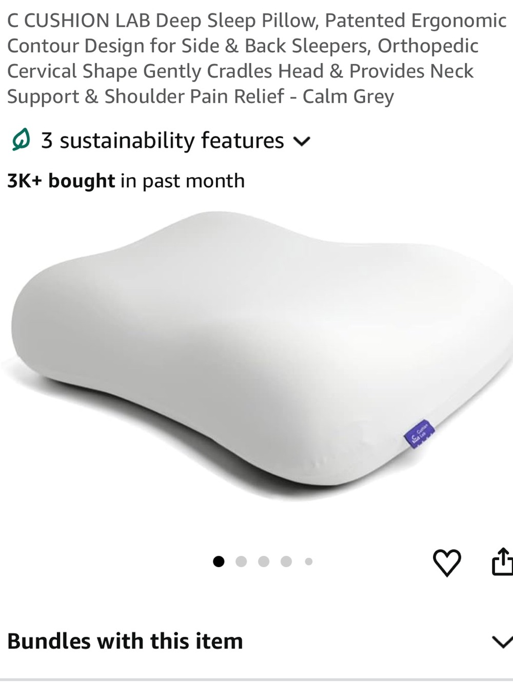 NEW C Cushion Lab Deep Sleep Pillow Orthopedic Memory Foam Pillow - Calm Grey